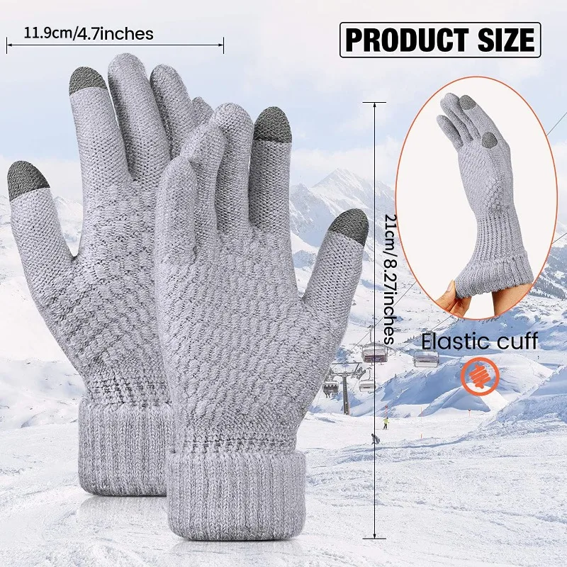 Winter Warm Knitted Gloves Mobile Phone Touch Screen Knitted Gloves Winter Thick Warm Adult Gloves for Men Women