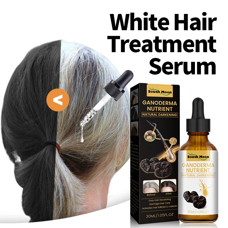 

Gray White Hair Treatment Serum Hairs Darkening Herbal Liquid Nourish Damage Scalp Reduce White Hair Anti Loss Blacken Hair Care