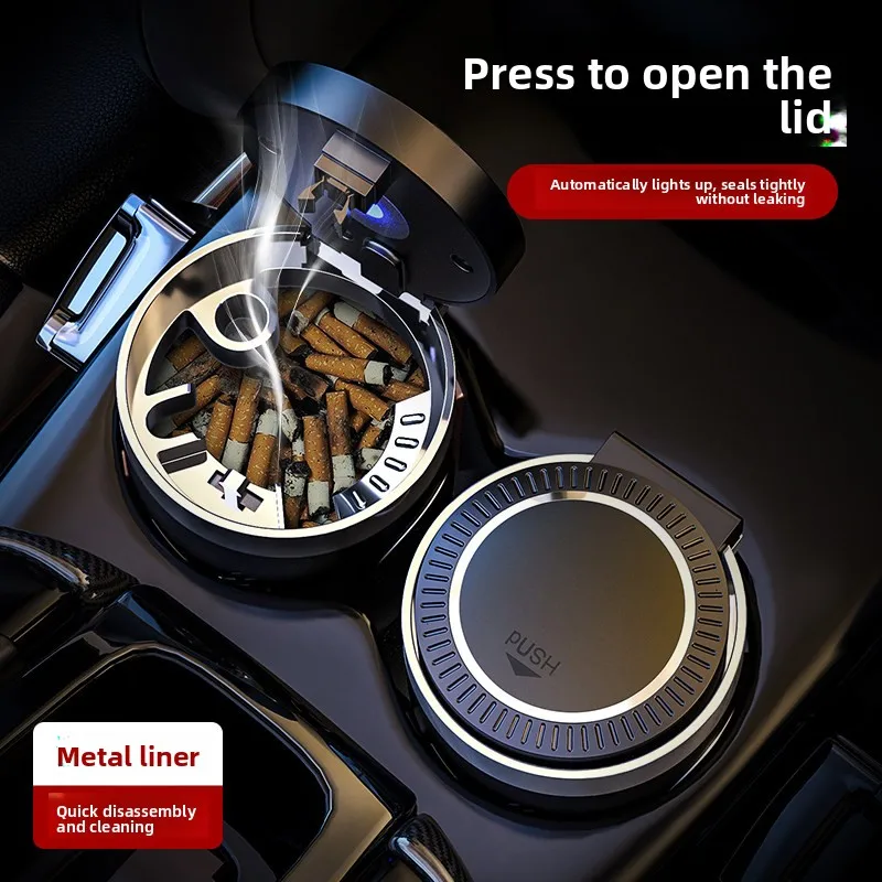 

Car Cigarette Ashtray Cup With Lid With LED Light Portable Detachable Vehicle Ashtray Holder Cover Cigarette Ashtray Accessories