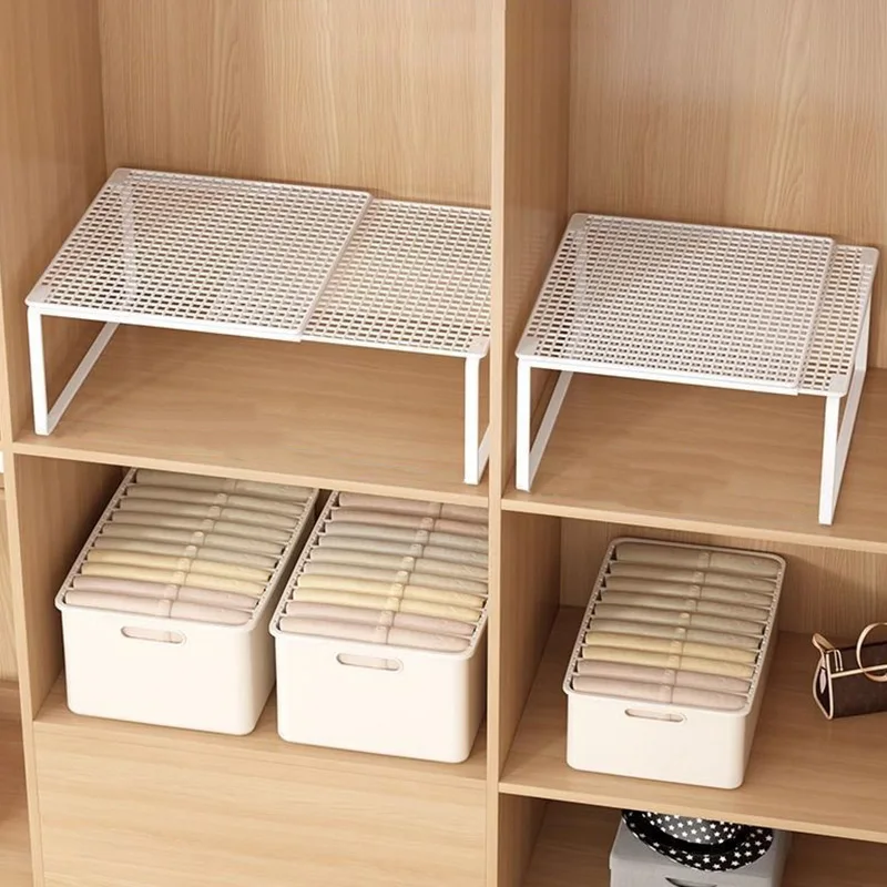 رف خزانة تلسكوبي قابل للتكديس، لوح مقسم لخزانة الملابس قابل للسحب وقابل للتعديل، منظم خزانة مقسمة بطبقات قابلة للتعديل #3