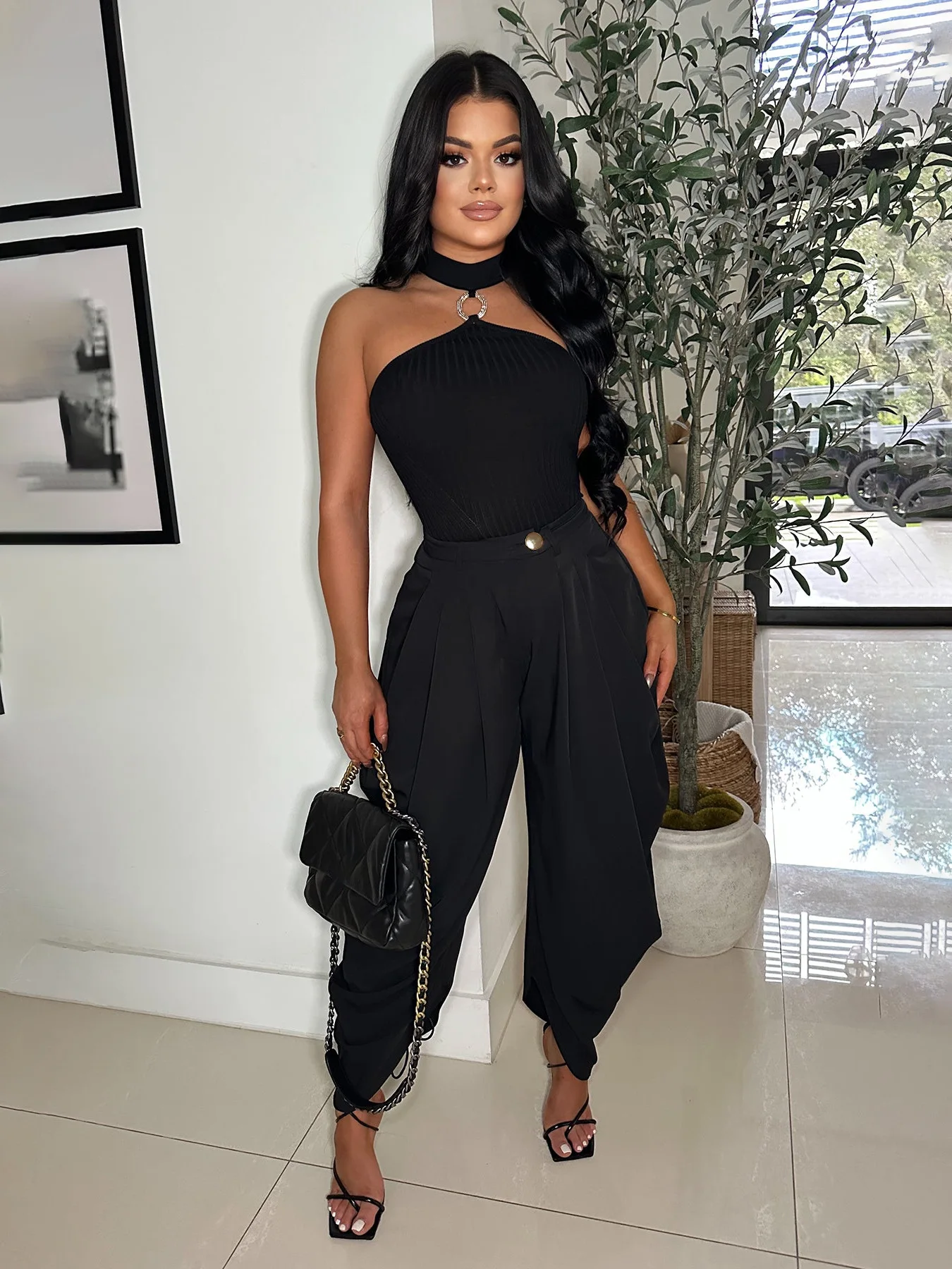 Chic Women's Bud Pants Solid Color Sexy Urban Multi-fold Personalized Casual Pants Y2K Streetwear Wide Leg Trousers