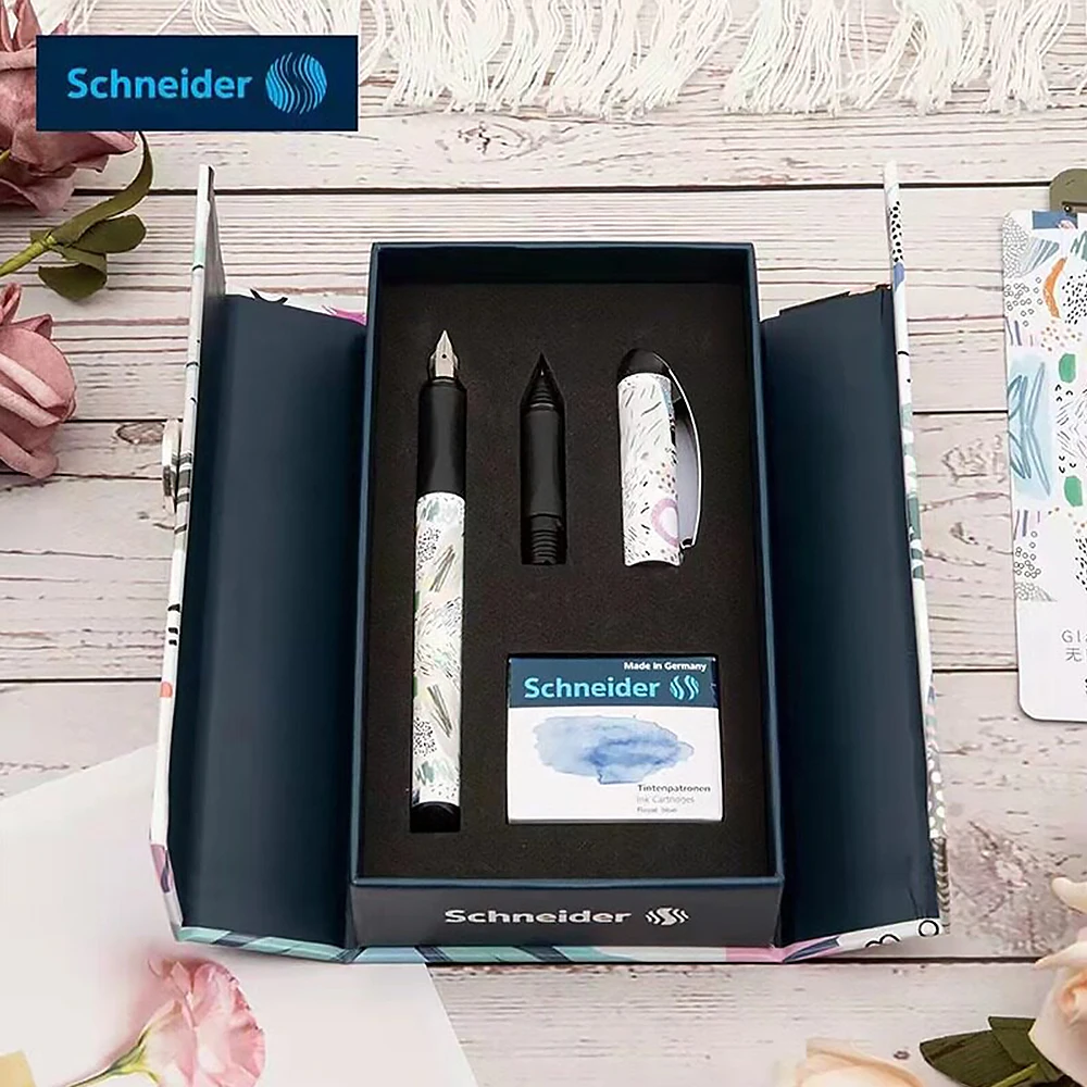 1set Schneider Fountain Pen Rollerball Pen Upright Posture Gift Box Set F(0.5mm) Back To School Kawaii Stationery