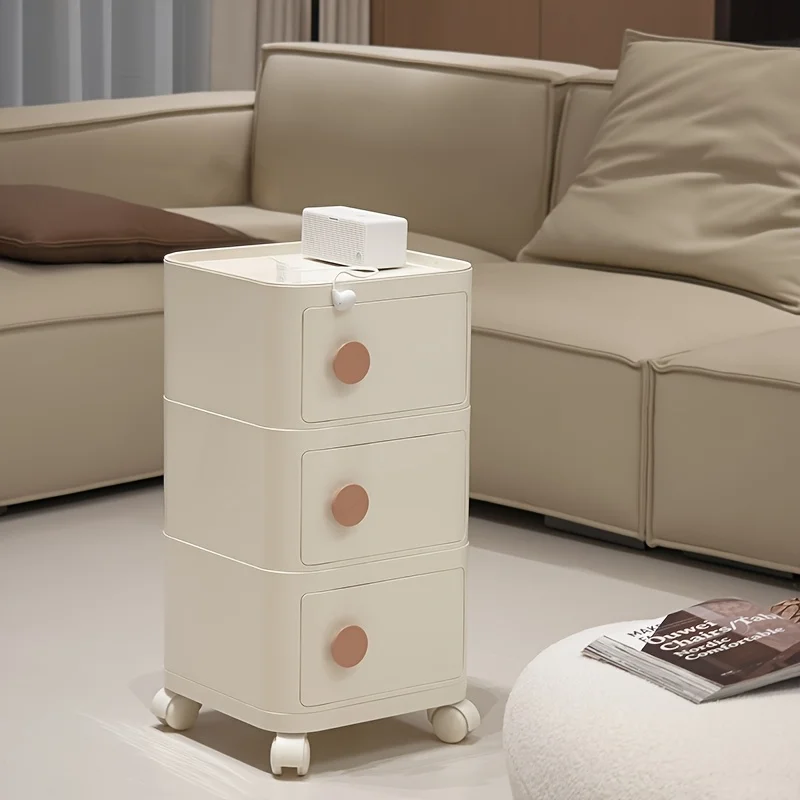 Modern Minimalist Square Nightstand Made of Easy-to-clean ABS Plastic. Perfect for Instagram-style Bedroom Organization.