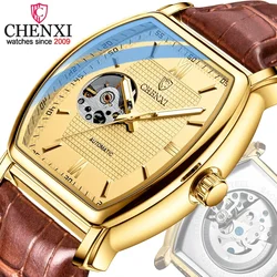 Relogio Masculino 2023 CHENXI Mechanical Watch Men Skeleton Watches Tonneau Dial Automatic Mechanical Wristwatches Men Reloj