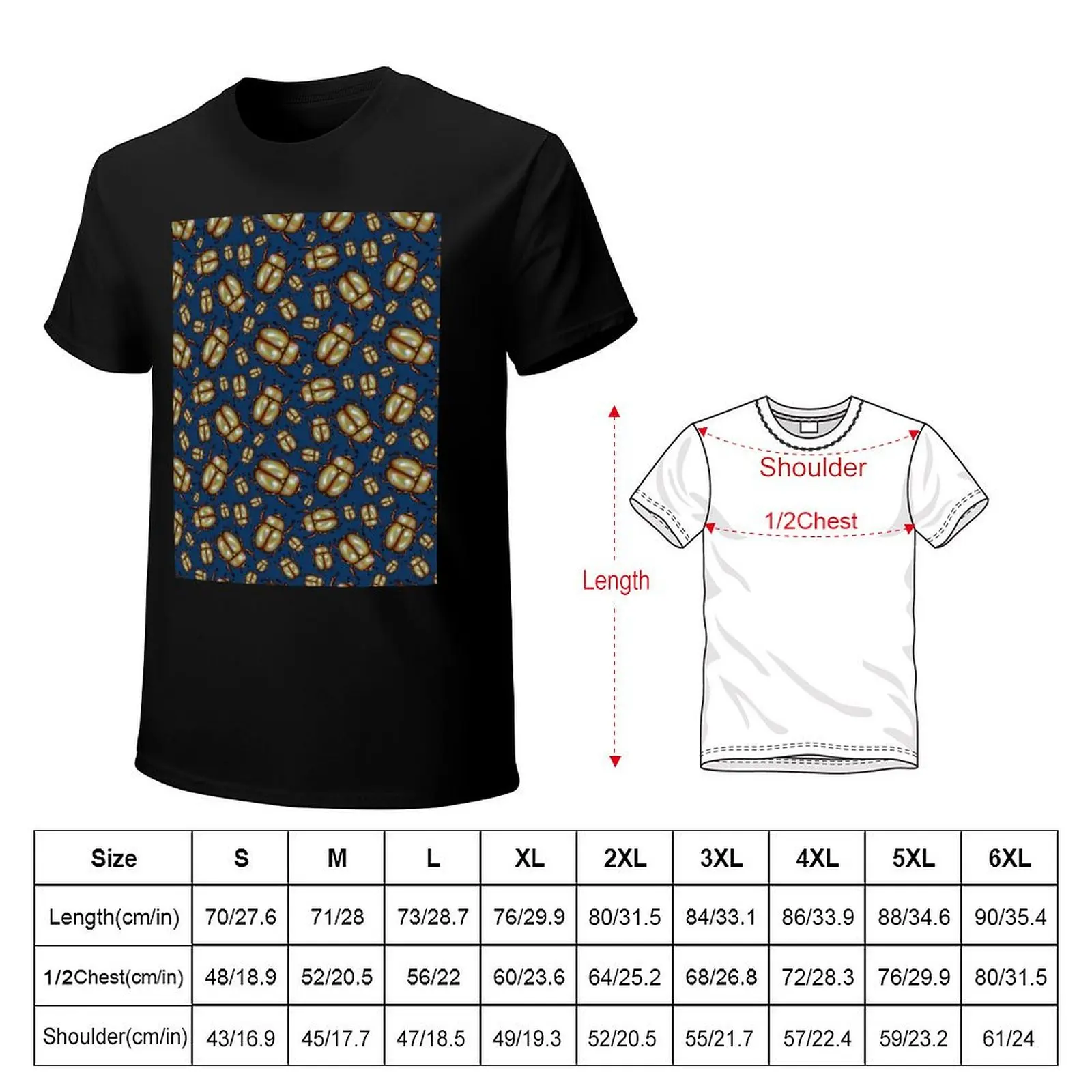 A Buzz of Christmas Beetles - Blue T-Shirt Big and Tall Crew Neck Tee