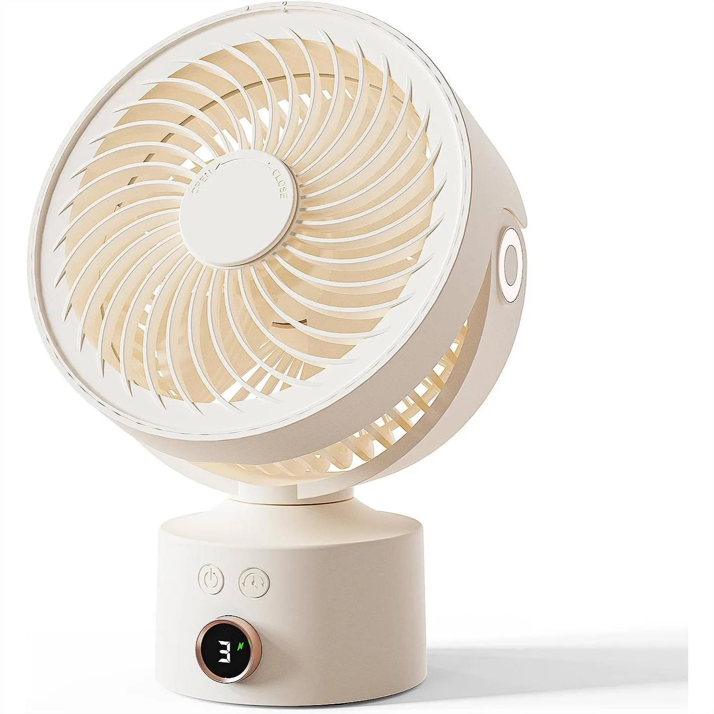 

Small Desk Fan for Bedroom, 9 Inch Quiet Table Fan with 3 Speeds, 4H Timer, Rechargeable Air Circulator for Office Dorm Room