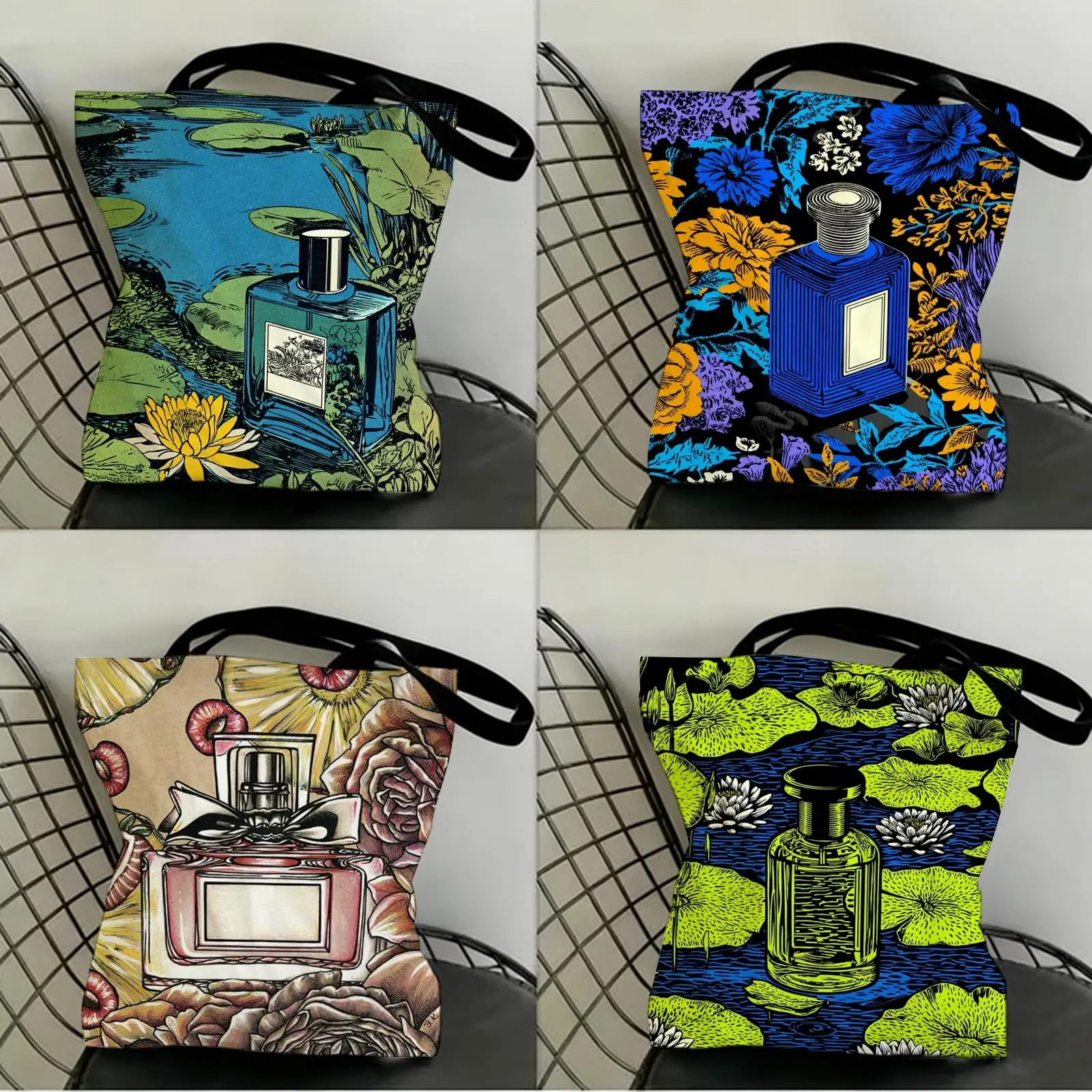 Bolsos de Lujo para Perfumes, Bolsa de Lona con Estampado a Doble Cara, Bolso de Hombro de Moda, Bolsa de Compras, Bolsos de Regalo