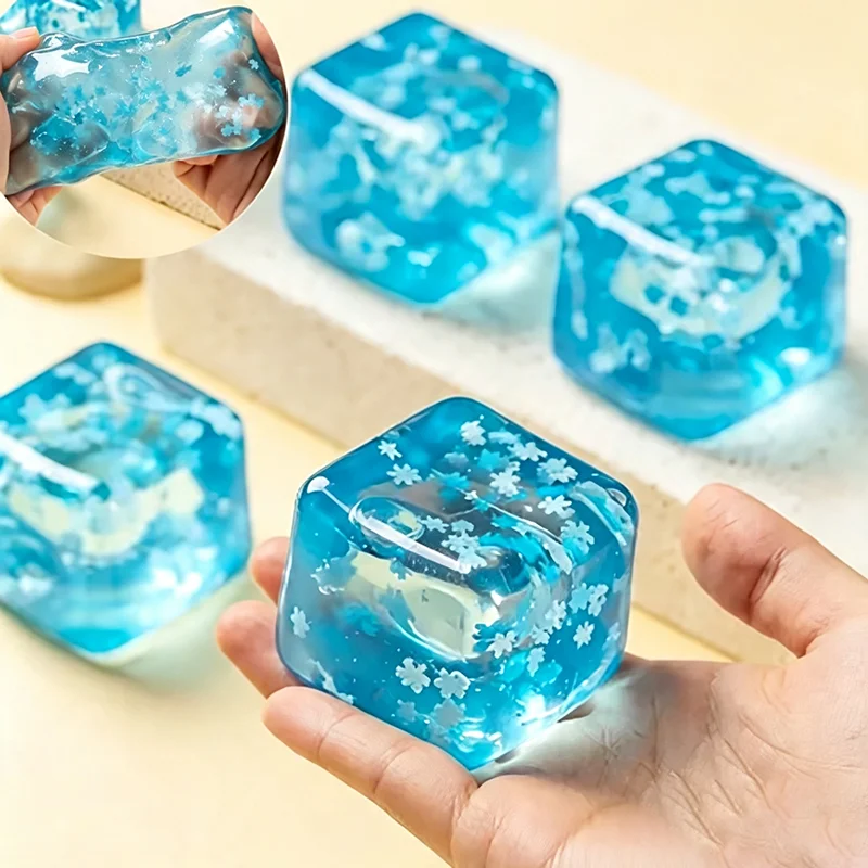 Squishy Snowflake Ice Cubes Slow Rising Sensory Squeeze Toy Soft Ice Cubes Stress Relief Fidget Toy Hand Exercise Calming Tool