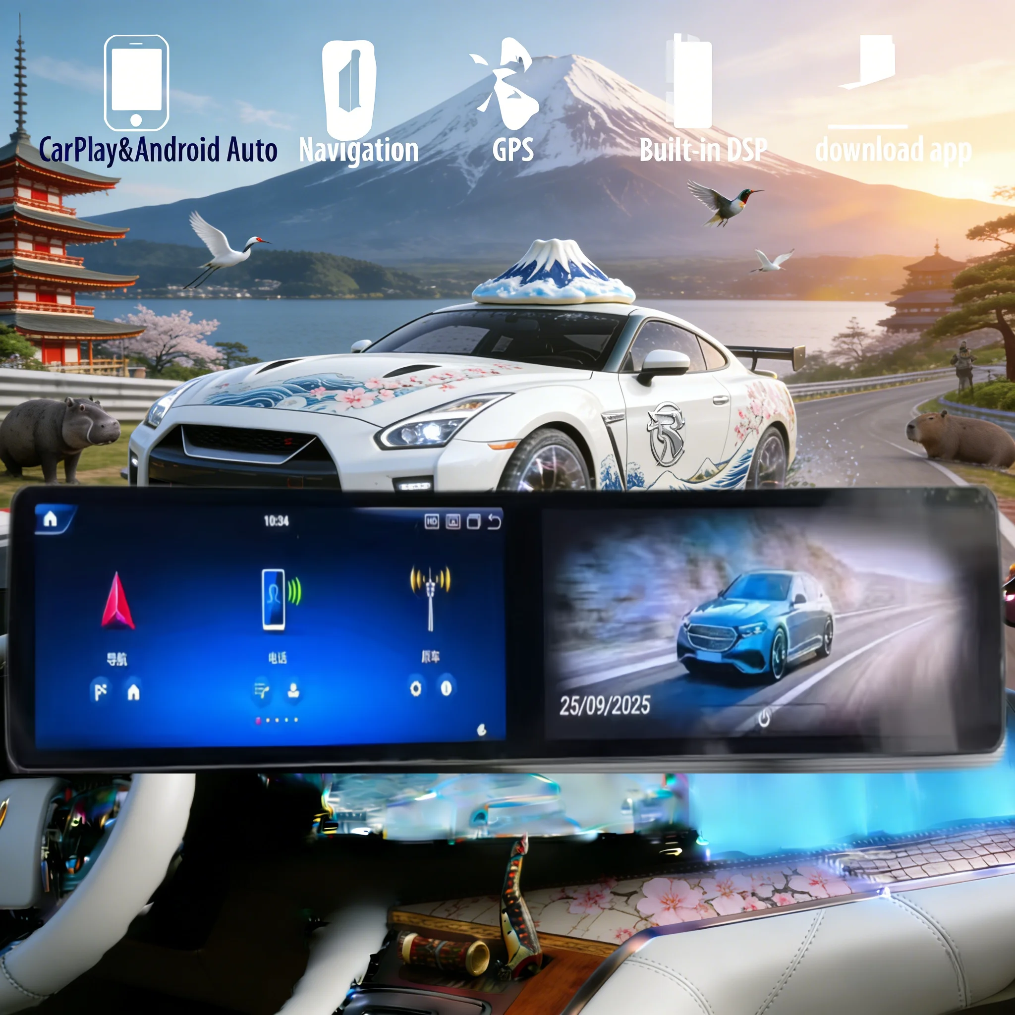 

25.6" CarPlay Auto Android 14 For Benz B Class W246 NTG 4.5 5.0 2013-2018 Screen Car Radio Multimedia Stereo Player GPS Head