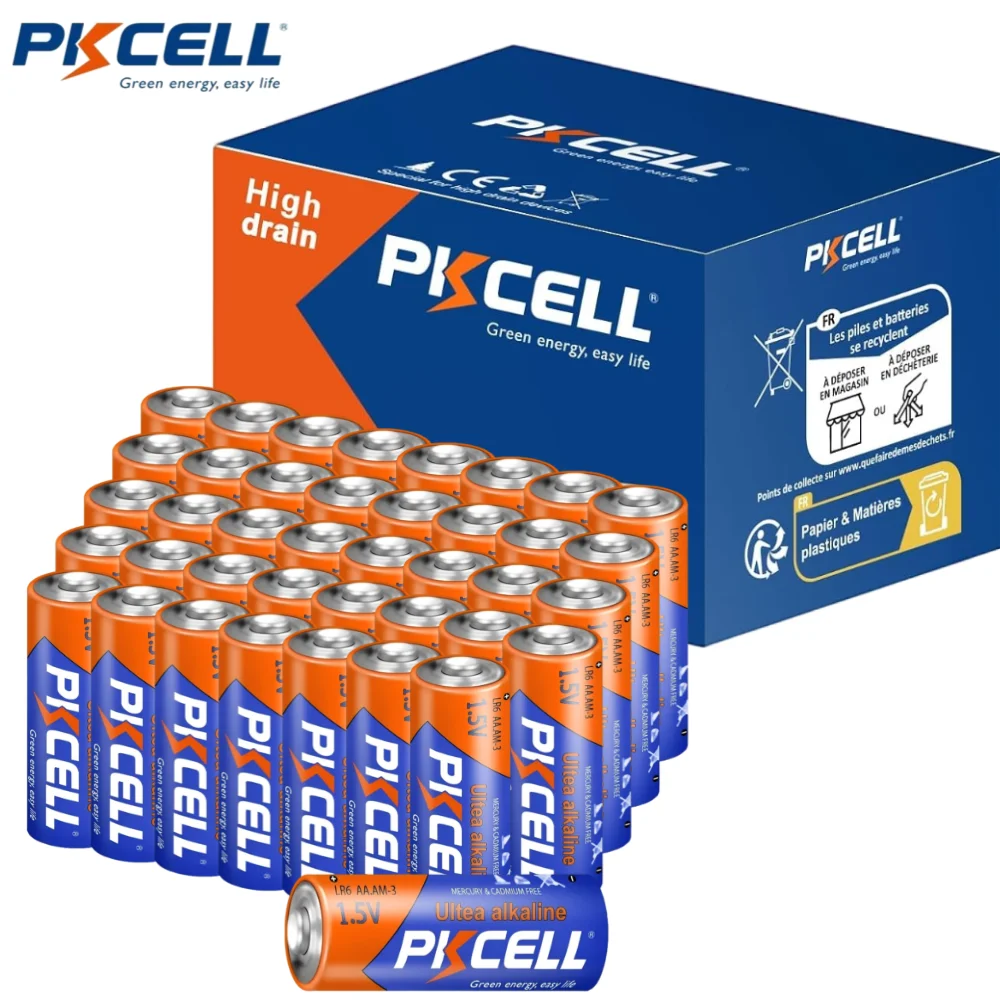 

40PC PKCELL LR6 AA 1.5V Alkaline Batteries E91 MN1500 Super Heavy Duty Dry Batteries for MP3 Players Wireless Mice