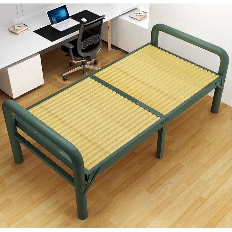 Bamboo bed folding bed single double home office portable lunch break wooden bed rental room hard board reinforced simple bed