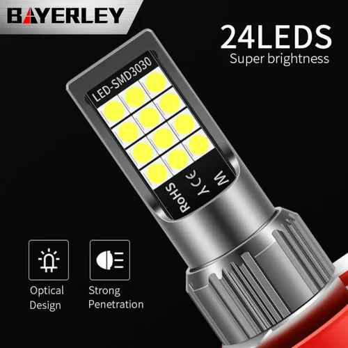 Imagen 2 del producto Luz antiniebla LED para coche H11 H7 9005 9006 con luz Led estroboscópica de advertencia de emergencia intermitente 9005 9006 H3 880 88112V 24 luces LED para automóvil