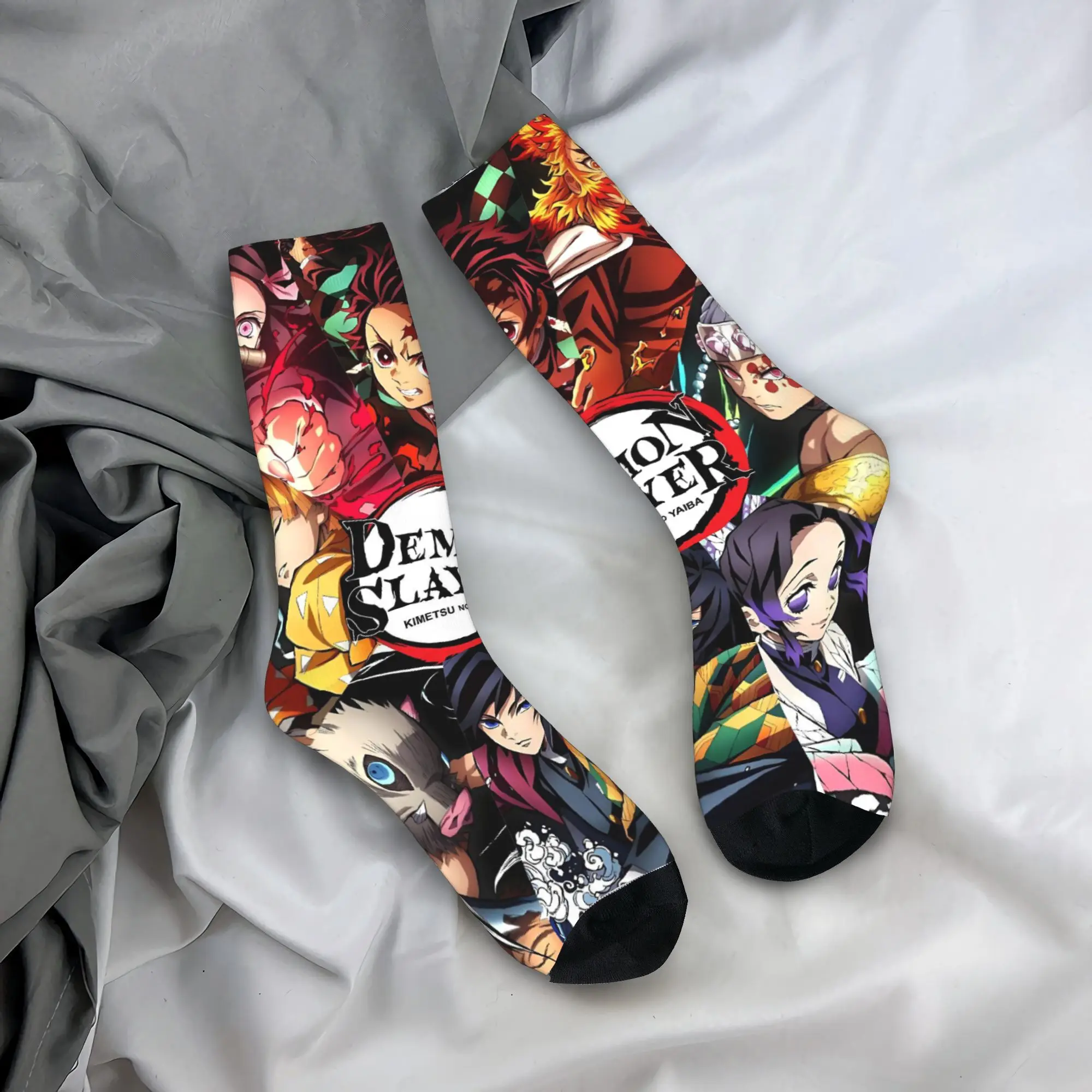 

D-Demon Slayer Nezuko Giyu Tomioka Socks Leisure Stockings Men Soft Outdoor Socks Spring Graphic Non Slip Socks