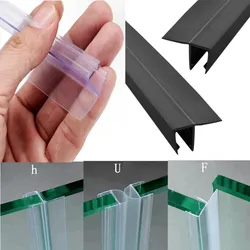 2PC Frameless Shower Door Side Seal Strip 6/8/10/12mm gap sealer PVC Glue-free Waterproof Sealing Weatherstrip Bathroom Hardware