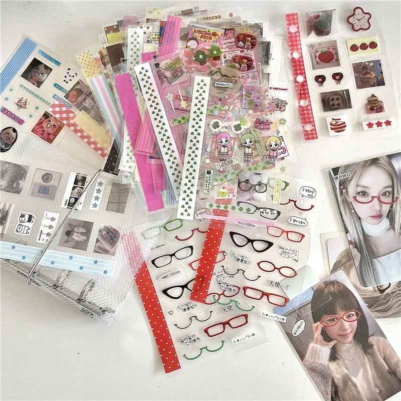 126 Designs Double Transparent Cut Film Sticker Japanese Y2K Cute Sticker Journal Handbook Scrapbooking Decoration Sticker Gift