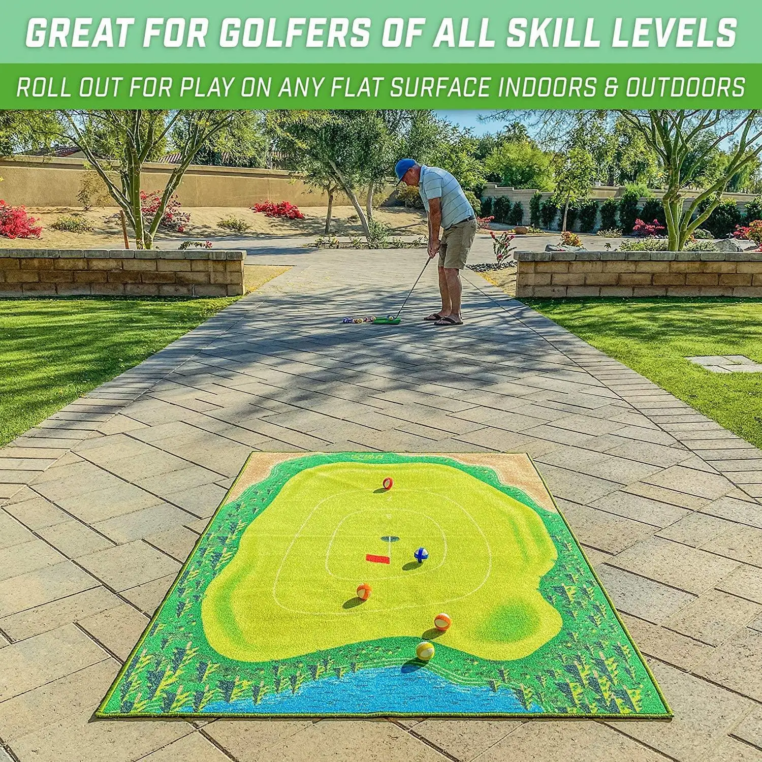 Golf Game Set with High Quality Golf Training Pad Floor Spike and Thread Outdoor Golf Hitting Mat GolfBall Training Practice Mat