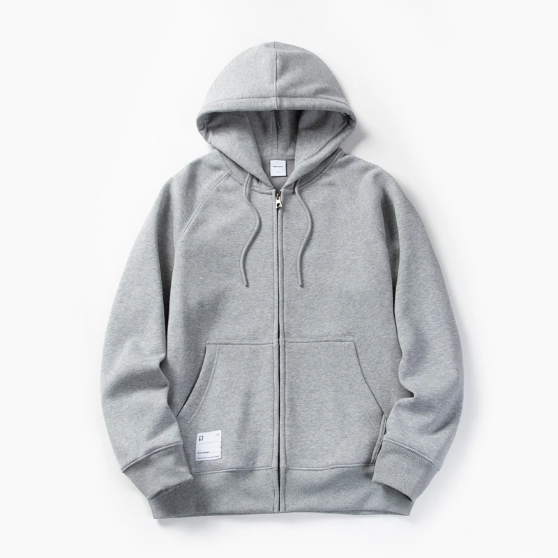Casual and Simple Pure Color Hooded Sweatshirt for Men Zip Up Long Sleeve Jacket Harajuku Gothic Coat Y2K Teen