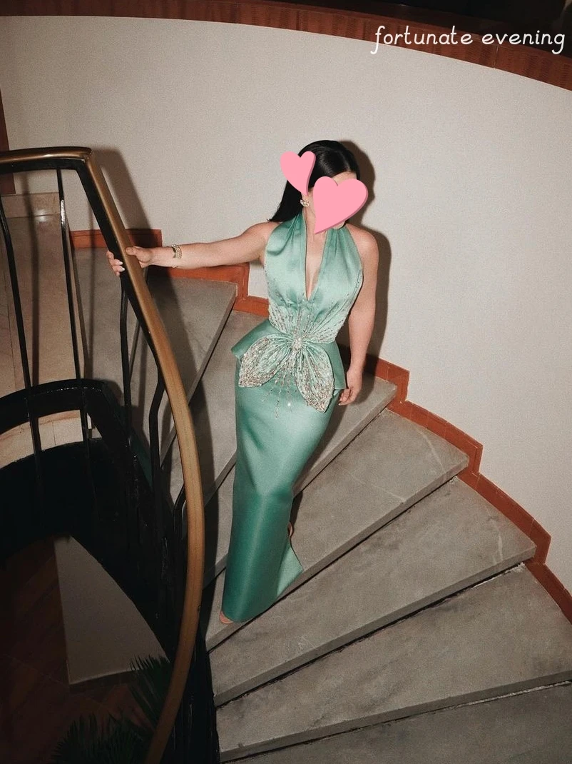 Fortunate Evening Elegant Vintage Sweet Sexy Green Mermaid Sequins Beading Bow Formal Occasion Prom Dress Evening Party Gowns