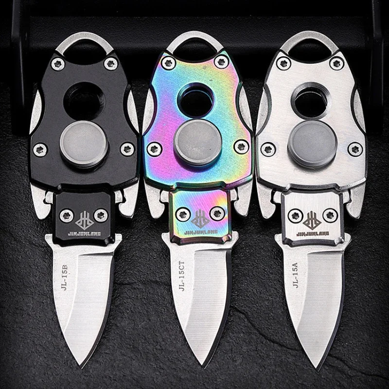 2 in 1 EDC Toy Mini Knife Outdoor Pocket High Hardness self-defense gyroscope adult gift. Preventable hazard