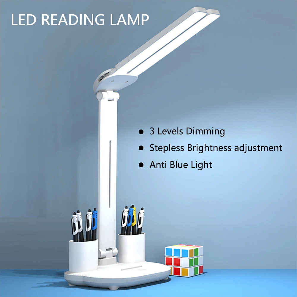 

7W LED Desk Lamp USB Type-C Charge 200mAh Dimmable Touch Foldable Table Lamp Night Light for Study Reading