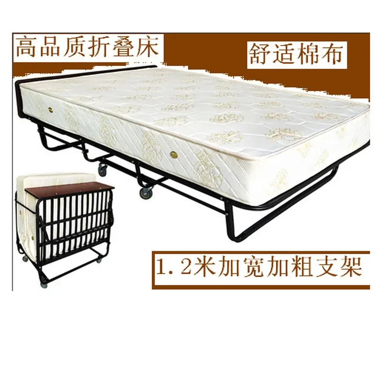1.2m Rollaway Bed for Home and Hotel Extra Spring Double Bed Reinforced Folding Guest Bed Portable Space Saving Sleep