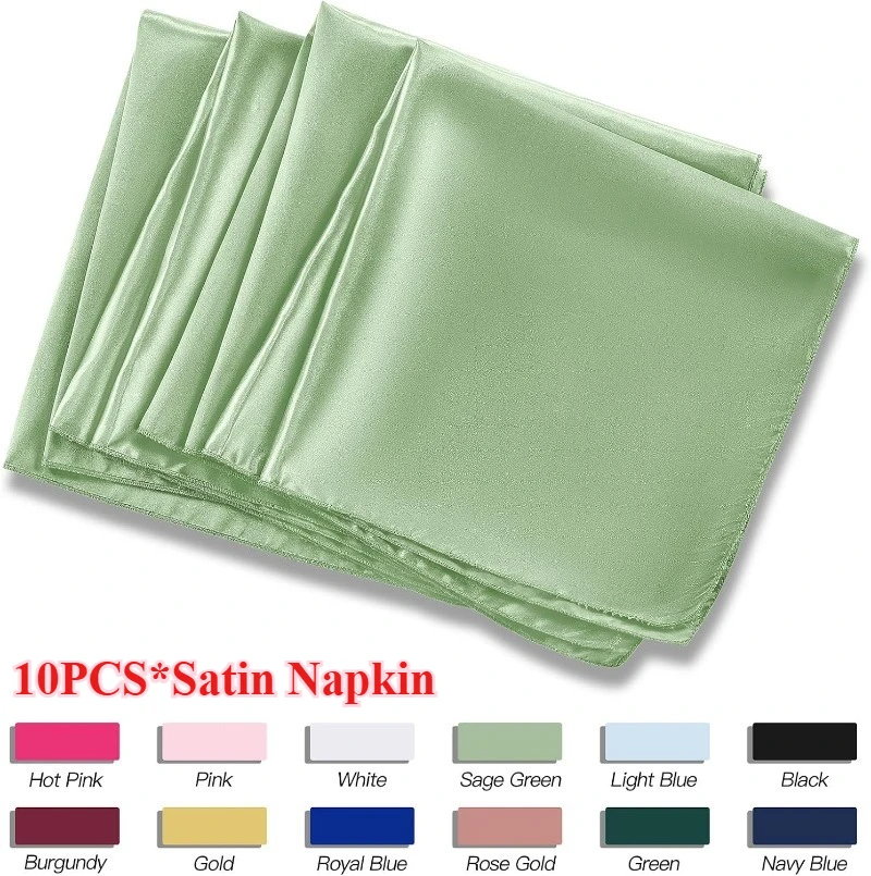 10pcs 30x30cm/43x43cm Satin Napkin Soft Washable Dinner Napkins Reusable Table Napkins Hotel Parties Supplies