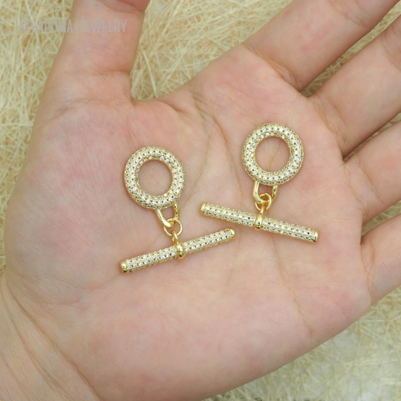 10Pcs Invisible Setting Gold Color Copper Round Coin Shape Circle Ot-buckle Wholesale Accessory Clasps FC50995 image 2