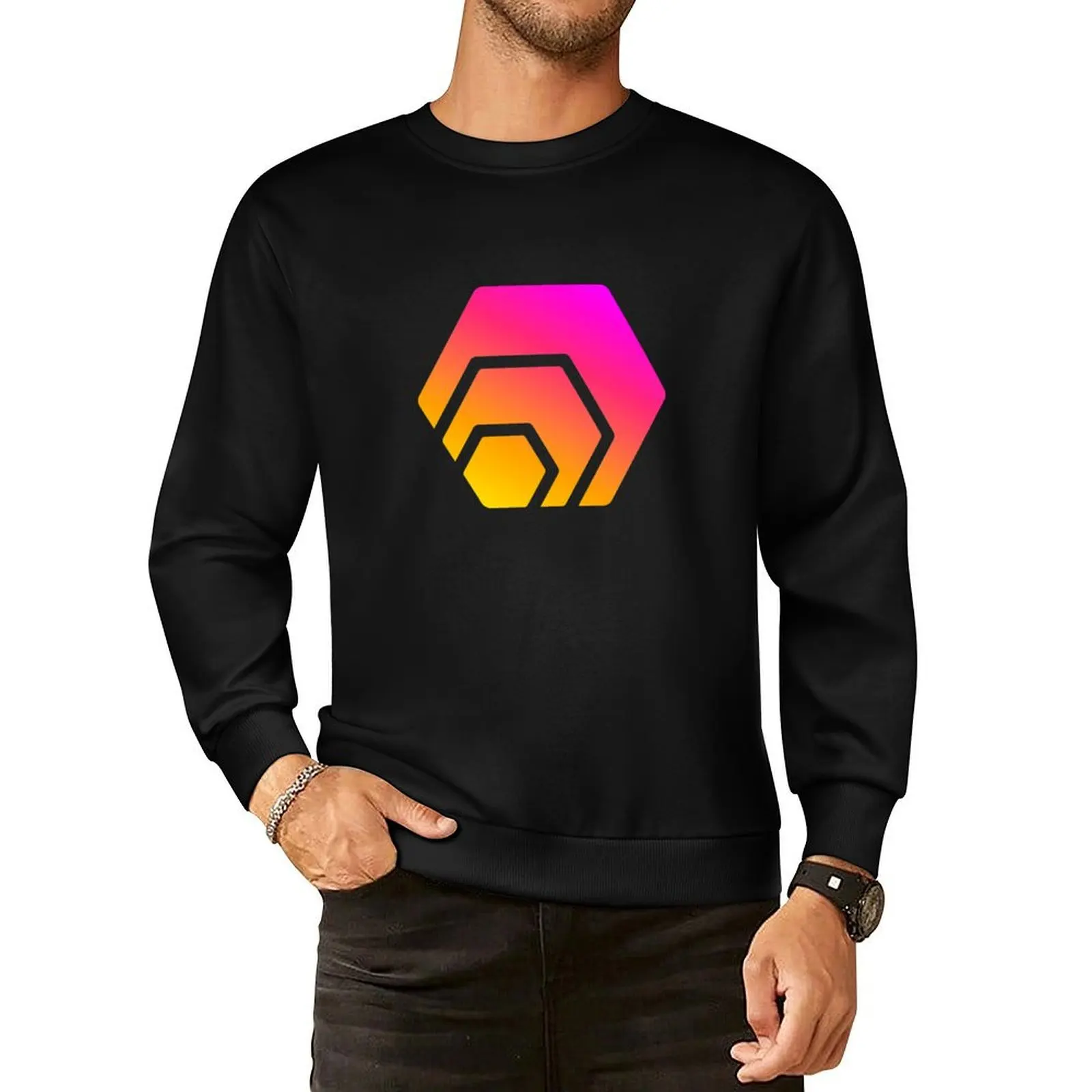 

HEX Crypto Hexagon Logo Pullover Hoodie blouse mens designer clothes aesthetic clothing men's sweatshirts