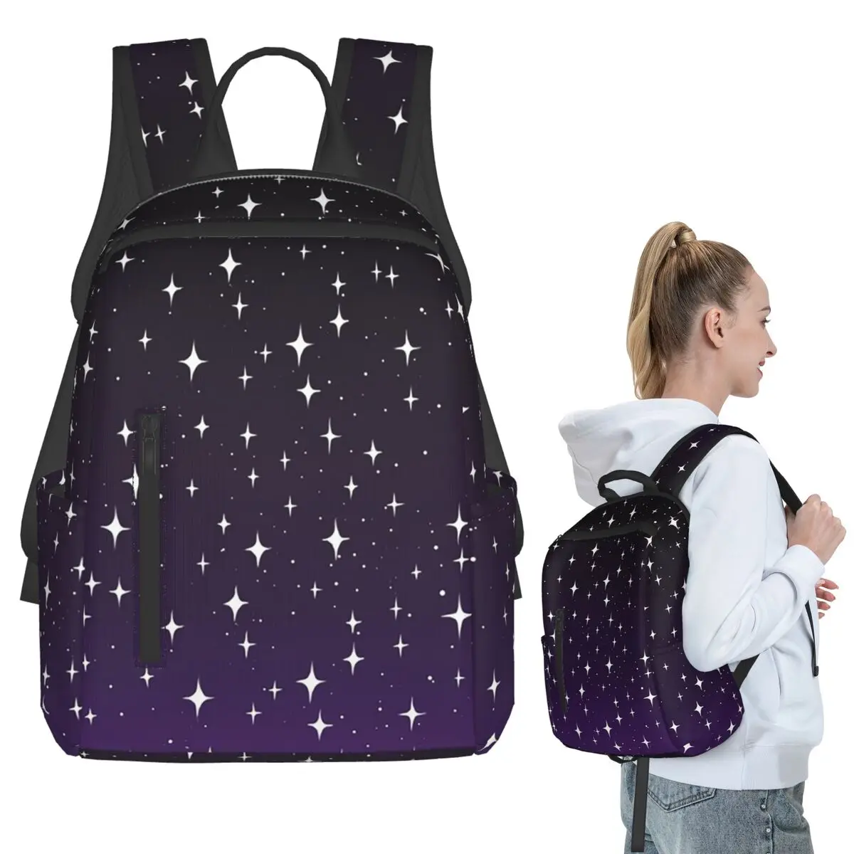 Starry Purple Galaxy Backpack Student BookBag Kids School Bag Laptop Shoulder Bags Boys Girls