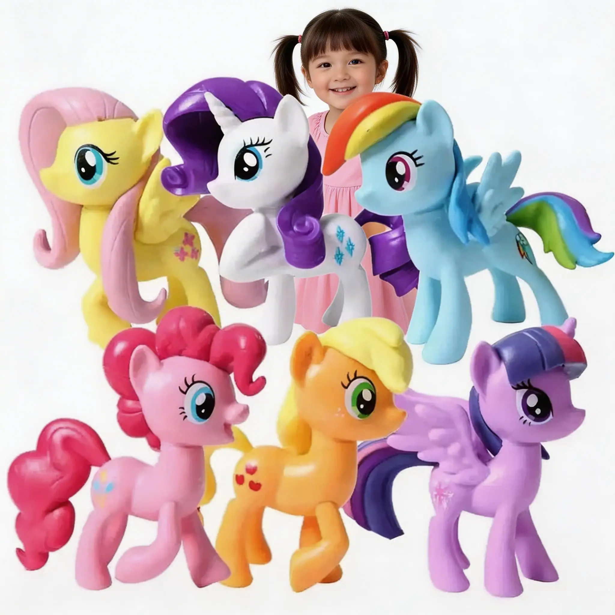 6-teiliges Set Kleine Poni Actionfiguren Spielzeug Cartoon Anime Twilight Sparkle Modellpuppe Raumdekoration Geburtstagsgeschenk
