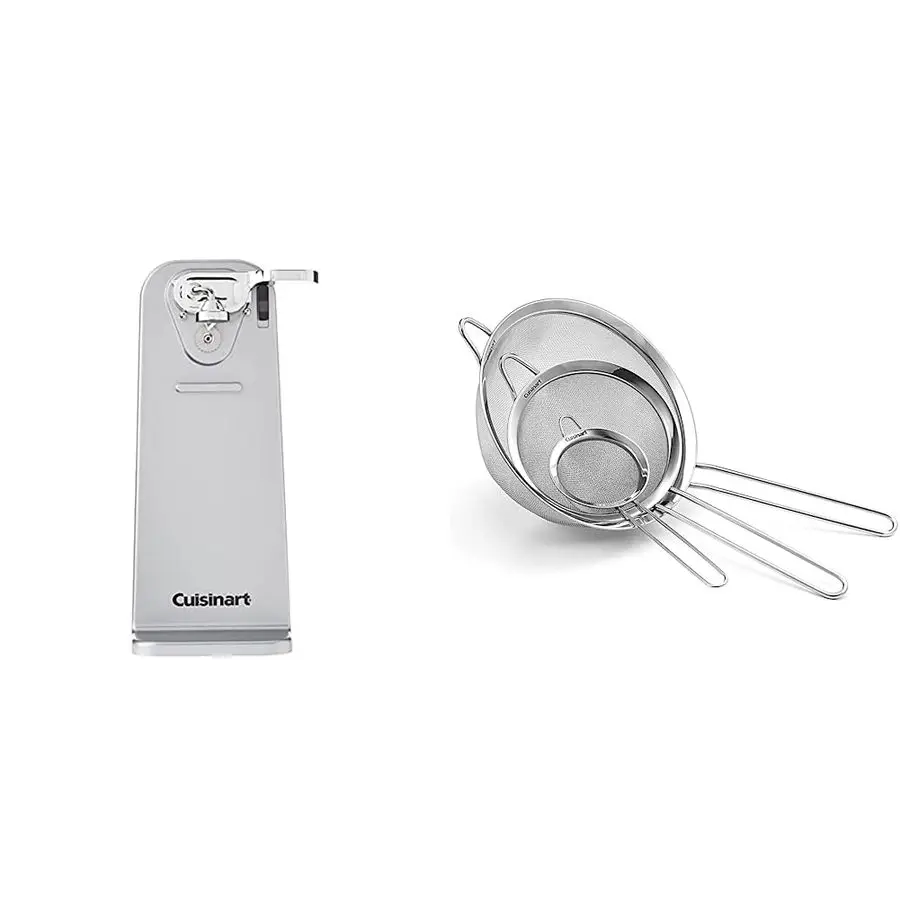 

CCO55 Deluxe, Chrome Electric Can Opener, Silver amp Mesh Strainers, 3 Pack Set, CTG003MS Silver