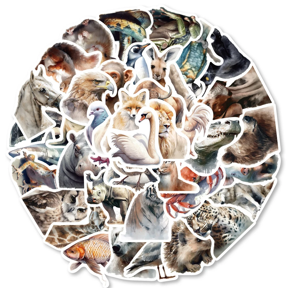 10/30/50pcs Realistic Zoo Wild Animals Stickers Cute Cartoon Rabbit Dog Monkey Decals Stationery Notebook Phone Sticker Toy Gift