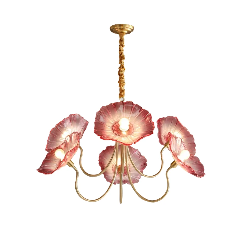 2026 Scandinavische luxe stijl slaapkamerlamp creatieve bloem persoonlijkheid eenvoudige lichte eetkamer design woonkamer led kroonluchter - afbeelding 2