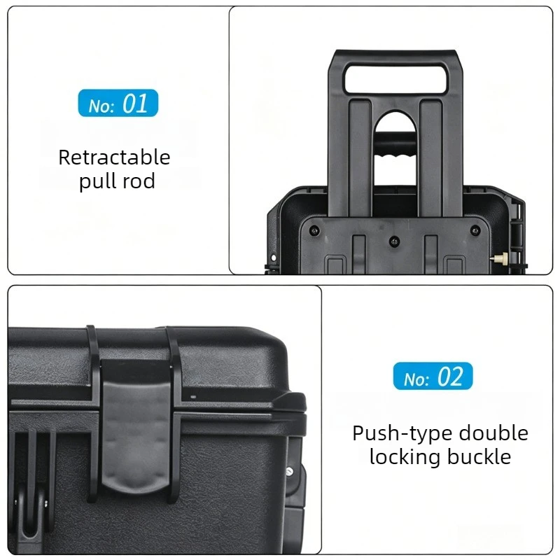 Large Capacity Tool Case Plastic Trolley Case Photographic Equipment Protective Case Multifunctional Storage Box with Wheel