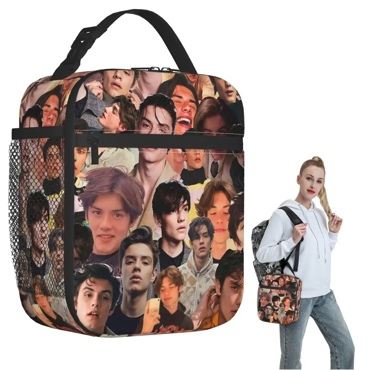 Louis Partridge Photo Collage Insulated Lunch Bag for Women Children Portable Food Boxes Thermal Lunch Box Tote