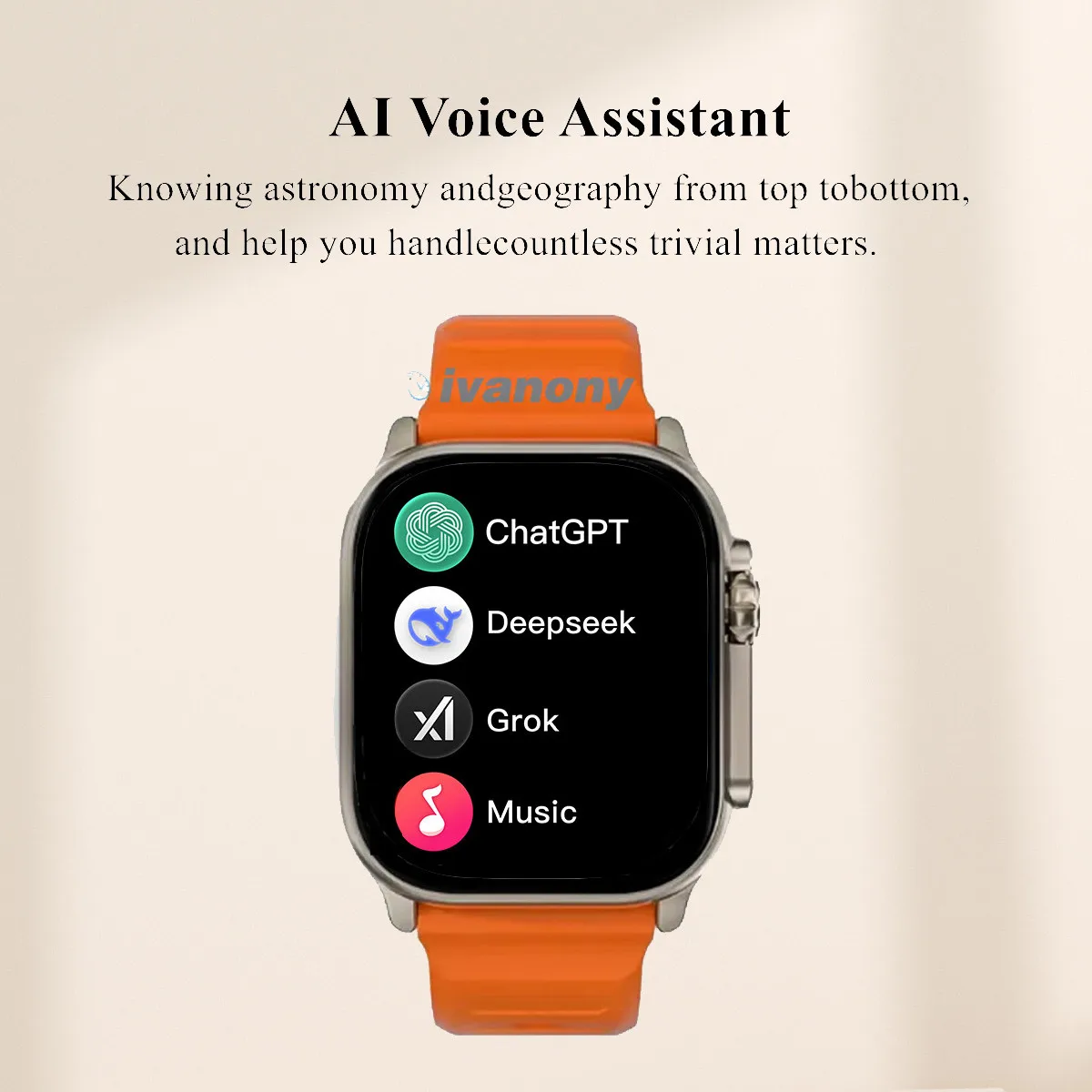 ساعة ذكية أصلية Ultra 5 1GB/ROM التحكم بالإيماءات AI اللوحة البوصلة لتحديد المواقع المقتفي SOS دعم Whatsapp Reply Smartwatch