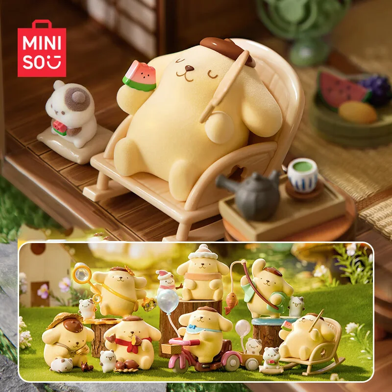 Miniso Genuine Sanrio Pudding Dog Childhood Four Seasons Series Blind Box Model Ornament Children Animation Peripheral Toy Gift