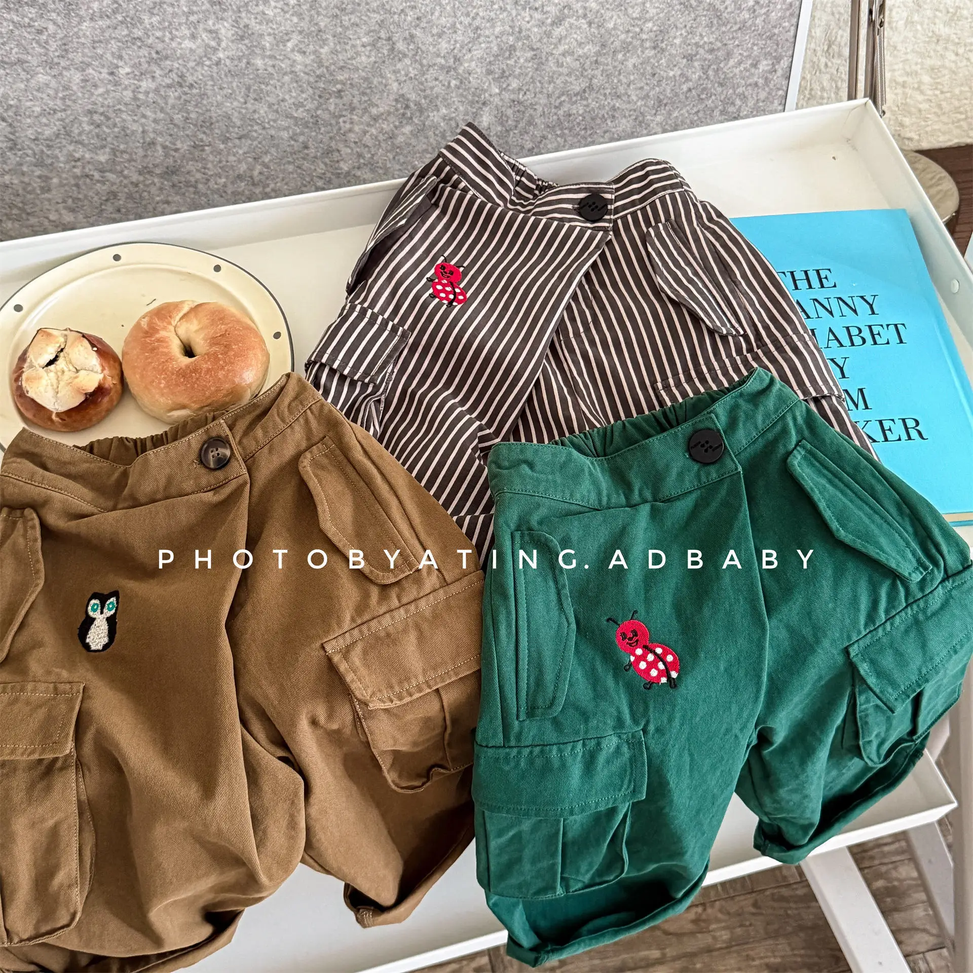 2025 Autumn New Children Loose Trousers Cotton Boys Cargo Pants Girls Harem Pants Kids Striped Casual Pants Baby Clothes