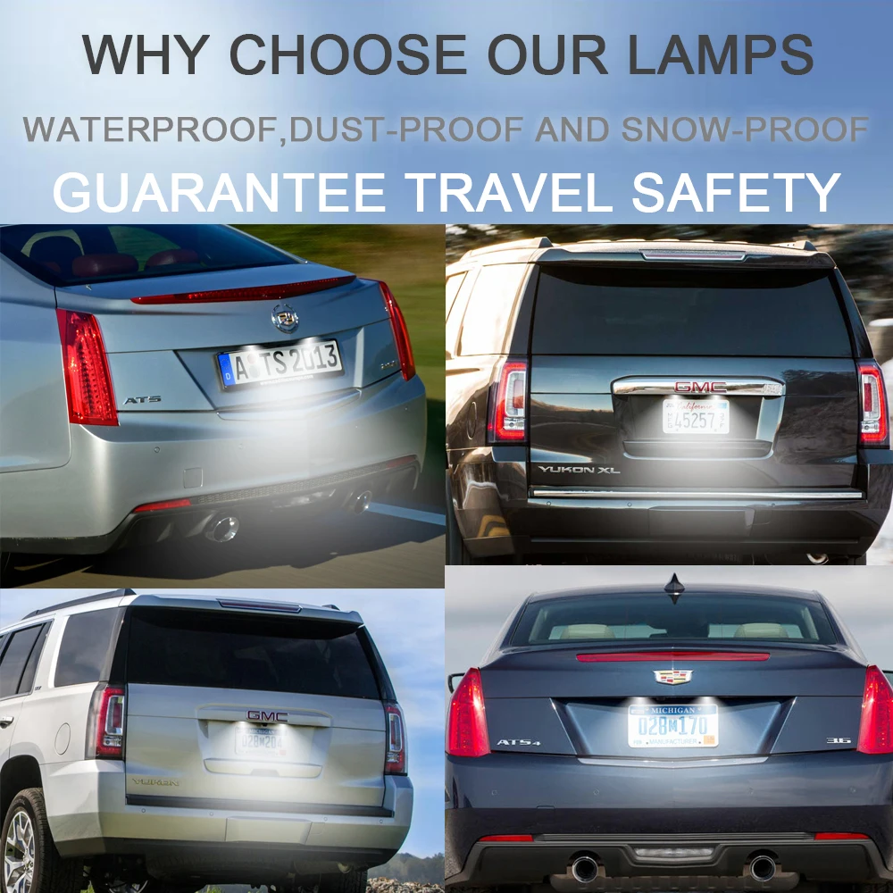 For GMC Yukon XL Chevrolet Tahoe Suburban Equinox Malibu Cadillac Escalade ESV ATS Rear Gate LED License Plate Light Reverse