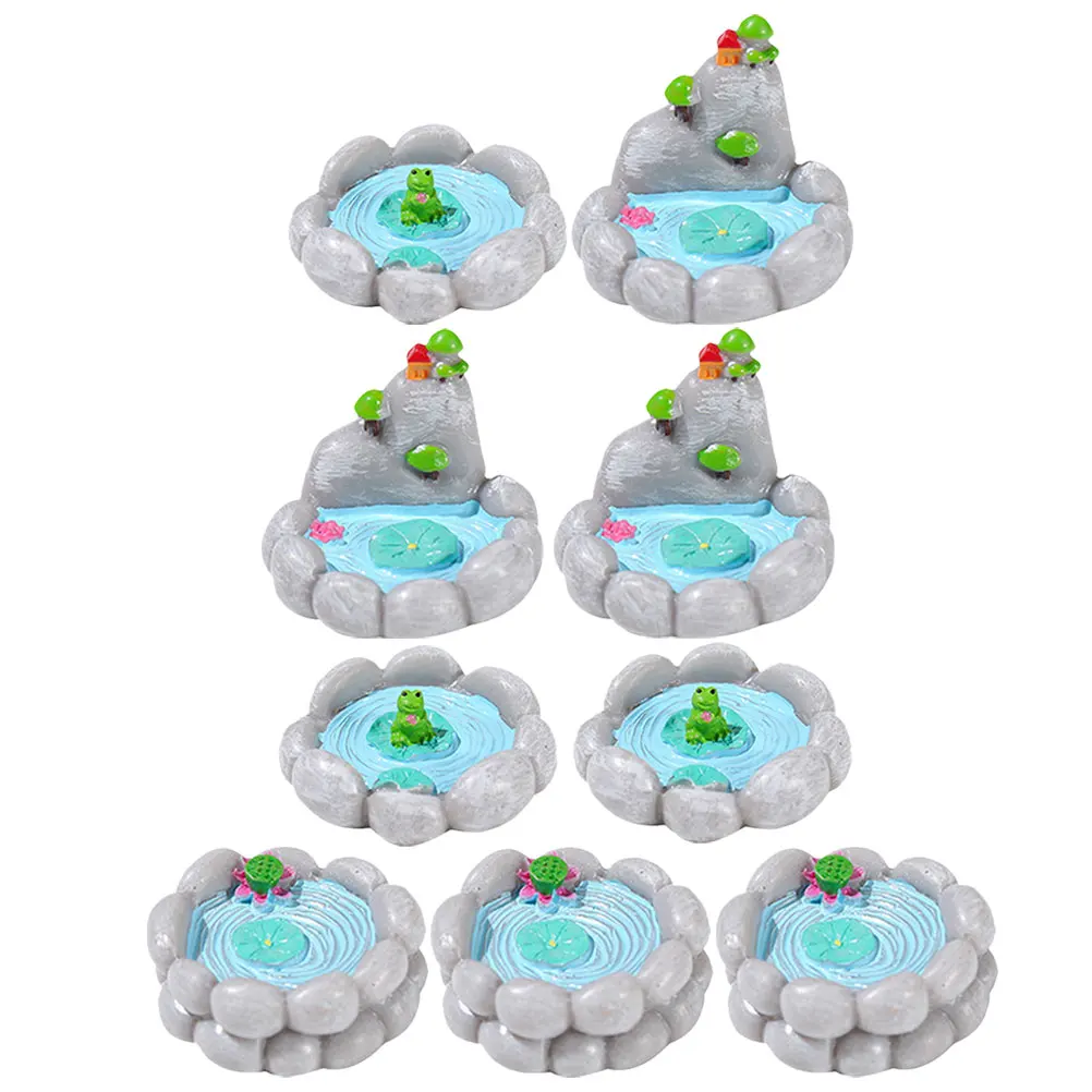 

9Pcs Mini Pond Decoration Resin Accessories Home Yard Resin Tiny Pond Landscape Ornament Miniature Crafts