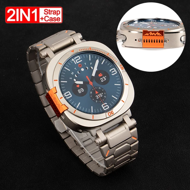 Strap + Case for Samsung Galaxy Watch Ultra 2025 47mm Titanium Band Metal Cover Screen Protector for Galaxy Ultra Men Bracelet