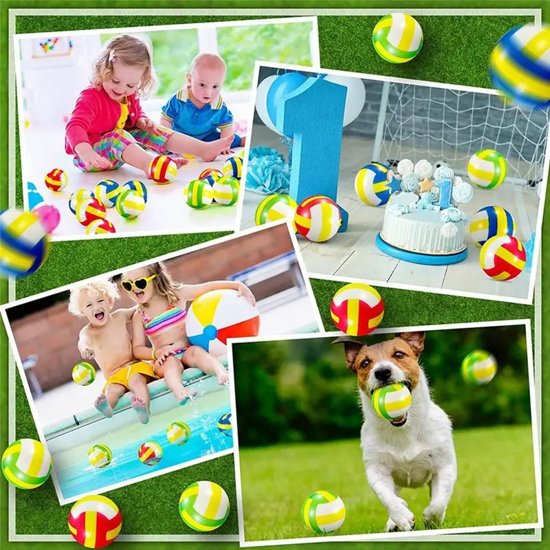 B05C-60Pcs كرات ضغط الكرة الطائرة الصغيرة 2.36 بوصة كرات رياضية كرة طائرة صغيرة للأطفال لتخفيف التوتر والحفلات