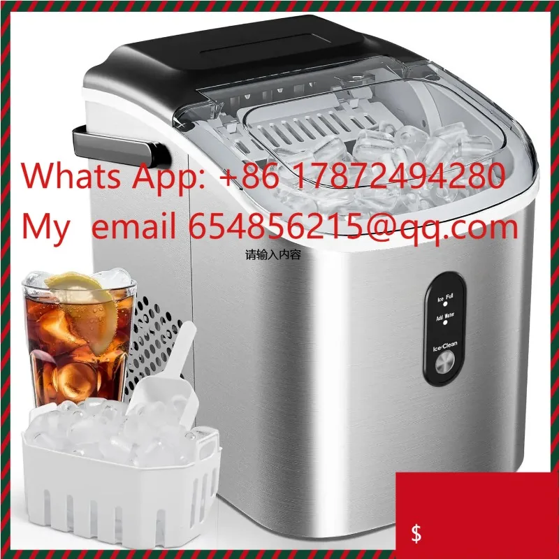 Portable Ice Maker 26 Lbs/day Self-Cleaning Silver 9 Bullet Ice in 6 Min with Basket Auto-Cleaning Feature
