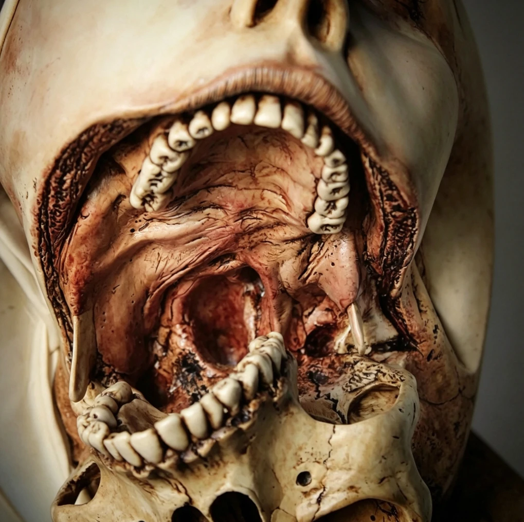 Novelty Dual Screaming Face Skull Statue Cracked Skeleton Resin Sculpture Gothic Home Bar Table Decor Halloween Party Horror