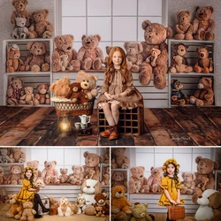 Countryside Room Photography Backdrop Cloth Toy Bear Decoration Background Photo Background Kids Portrait Photo Studio Props