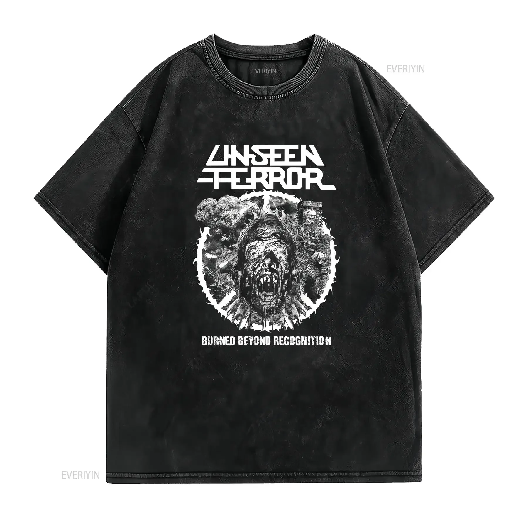 Unseen Terror 'Burned Beyond Recognition' T Shirt IN0335 vintage Washed streetwear Top For Everyday Wear designer clothes