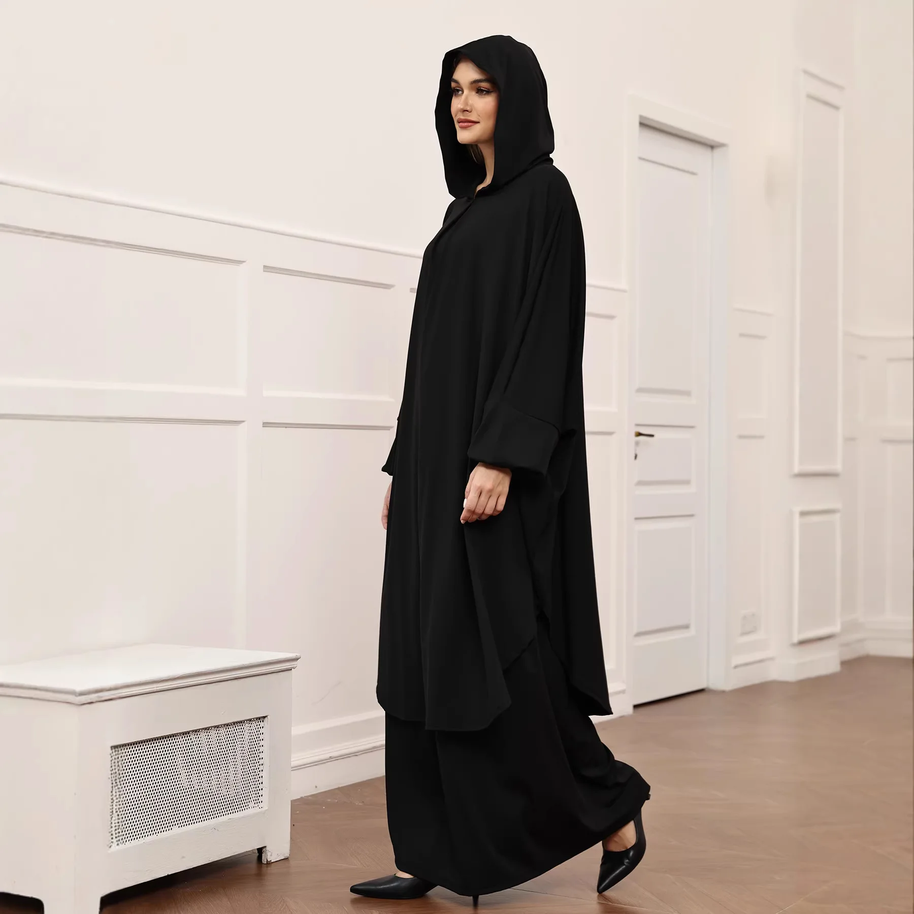 

Новый комплект мусульманской одежды для женщин на Ид: платье с капюшоном, юбка, хиджаб, одежда для намаза, исламская абайя, длинный химар, платье для Рамадана, костюм-абайя, наряд