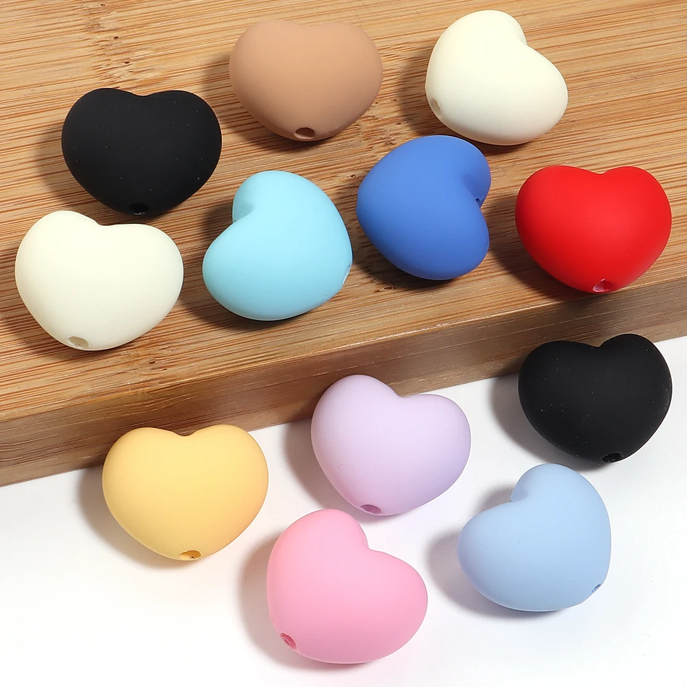 5 Stück/Set Matte Acryl-Herzperlen Bunte Lose Abstandsperlen für Schmuckherstellung DIY Armband Schlüsselanhänger Ohrringe Zubehör – Detail 5