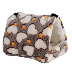 1PCS Coral Fleece Dot Printing Small Foam Pet House Hanging Hamster Bed With Zip For Small Animals Squirrel Parrot Cotton Nest