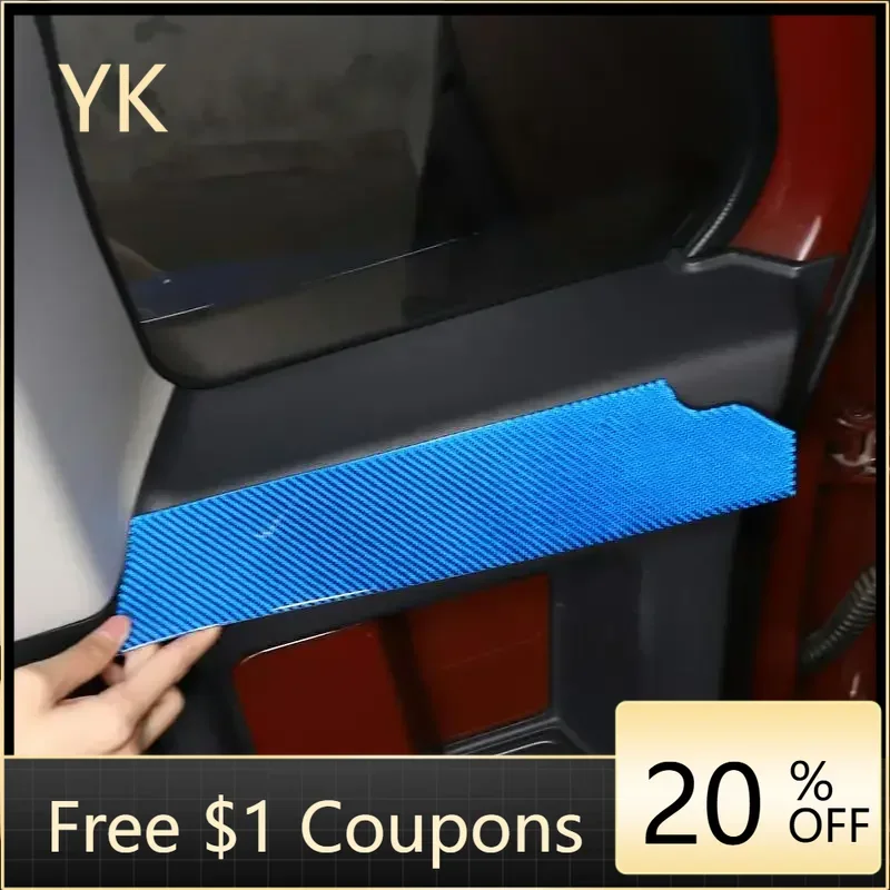 

For Toyota FJ Cruiser 07-21 Soft Carbon Fiber Blue Car Rear Door Inner Window Strip Cover Trim Sticker Interior Car Accessories